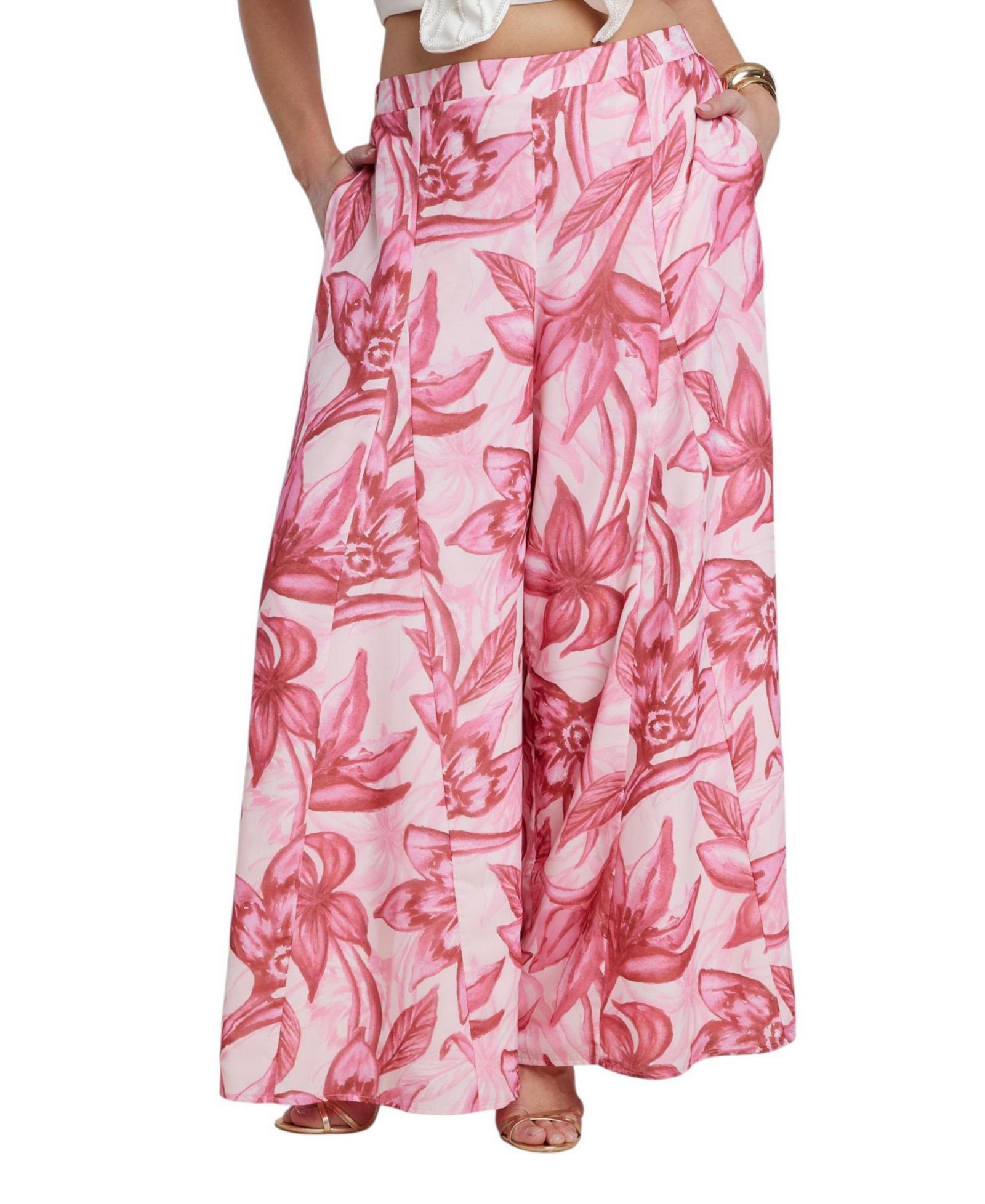 ELOQUII Women's Wide-Leg Godet Pants