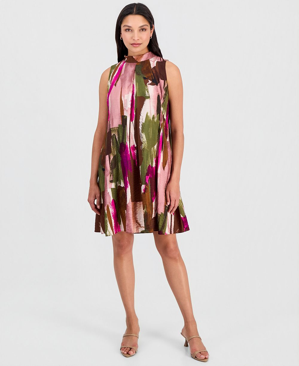 Robbie Bee Женское Printed Mock-Neck Sleeveless A-Line Dress