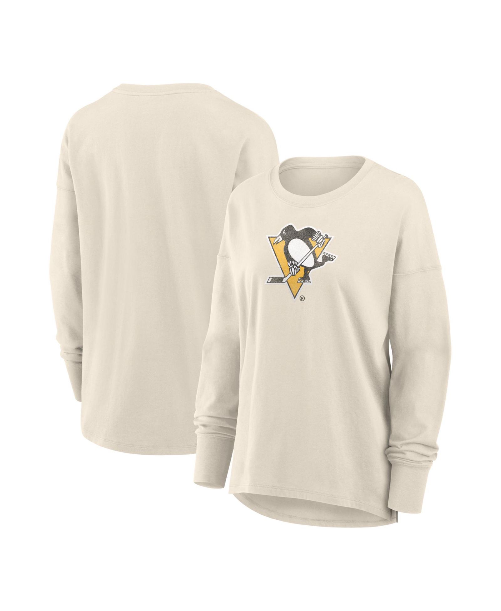 Женская футболка Fanatics Pittsburgh Penguins Distressed Logo, длинный рукав, цвет cream