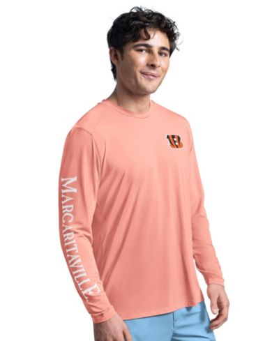 Margaritaville Men's G-III Sports by Carl Banks Coral Cincinnati Bengals Rock Harbor Long Sleeve Rashguard Top