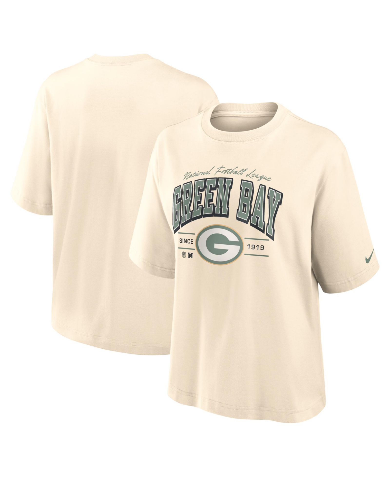 Nike Women's Cream Green Bay Packers Vintage Mod Boxy T-Shirt