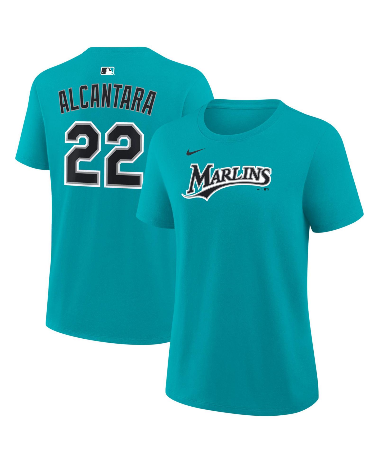 Nike Women's Sandy Alcantara Teal Miami Marlins Name and Number T-Shirt