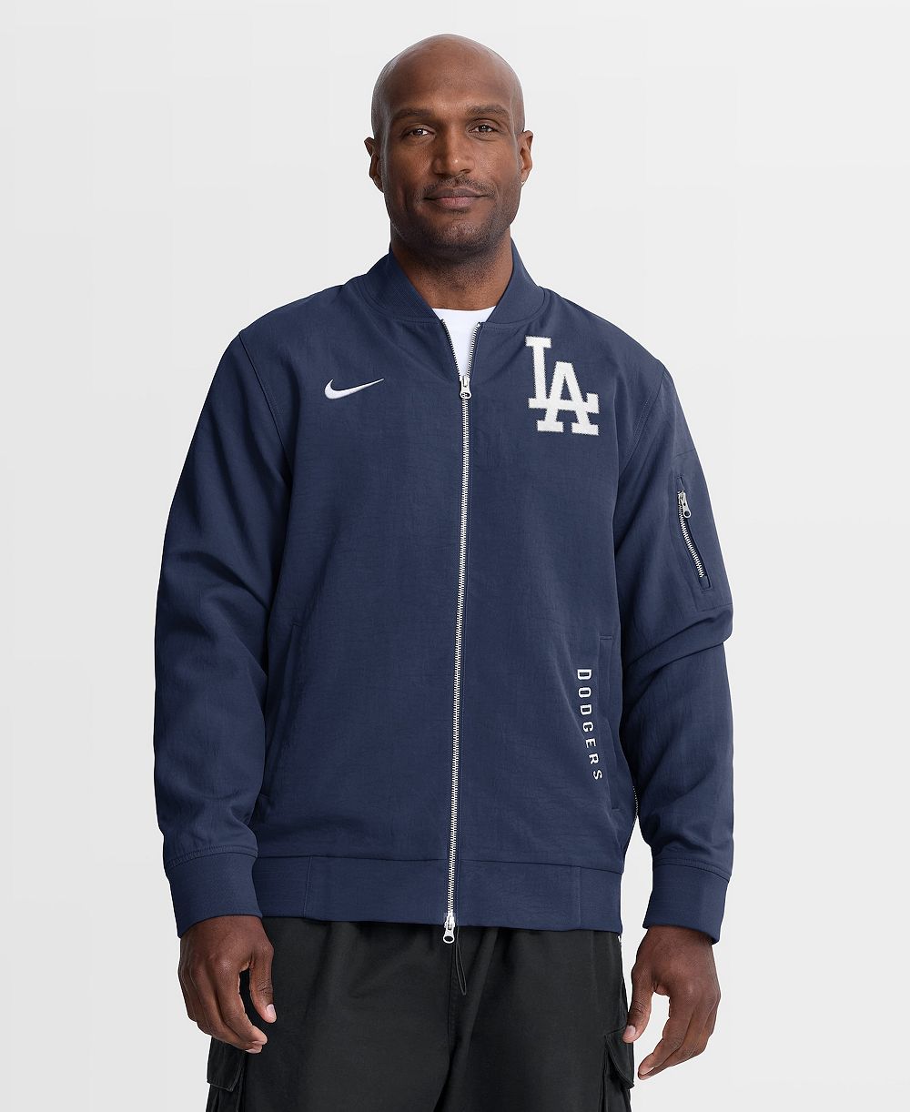 Мужская куртка-бомбер Nike Navy Los Angeles Dodgers Authentic Collection Dugout Relaxed Full-Zip