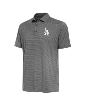 Antigua Men's Heather Black Los Angeles Dodgers Scheme Polo Shirt