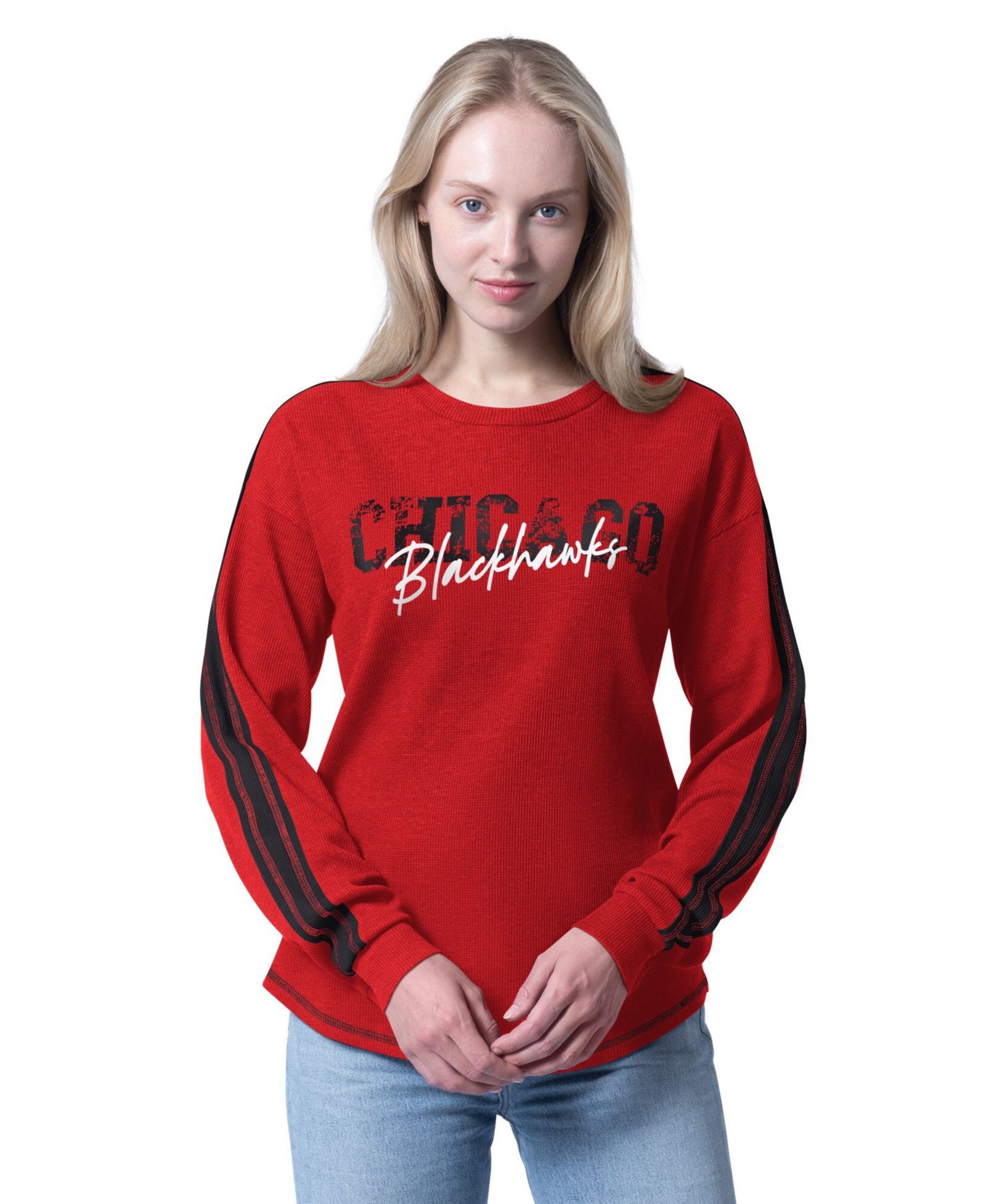 Женская термофутболка G-III 4Her by Carl Banks Red Chicago Blackhawks Advantage Long-Sleeve Tri-Blend
