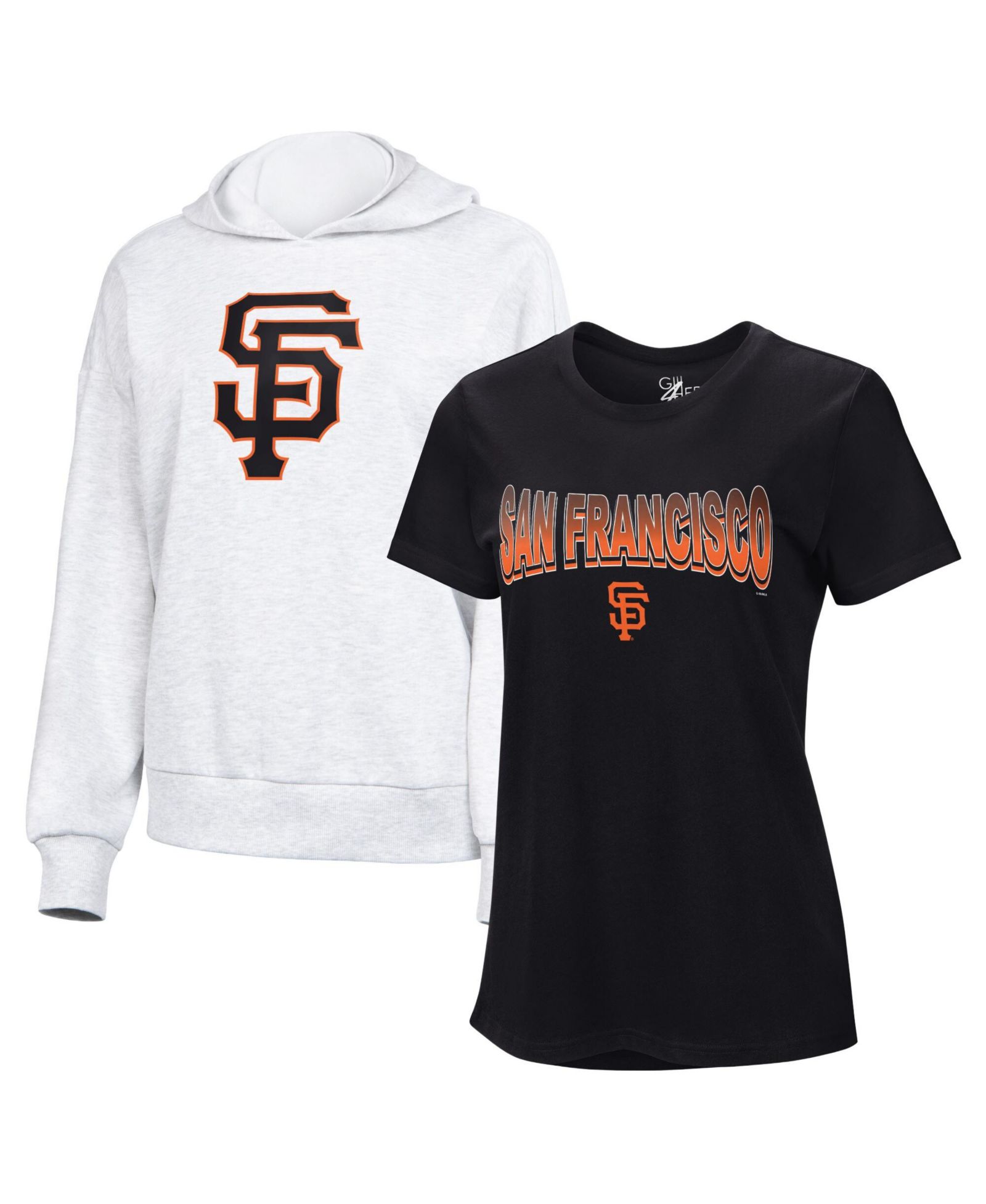 G-III 4Her by Carl Banks Women's 2-Piece Black/Bright Heather Ceramic San Francisco Giants T-Shirt and Hoodie Combo Pack