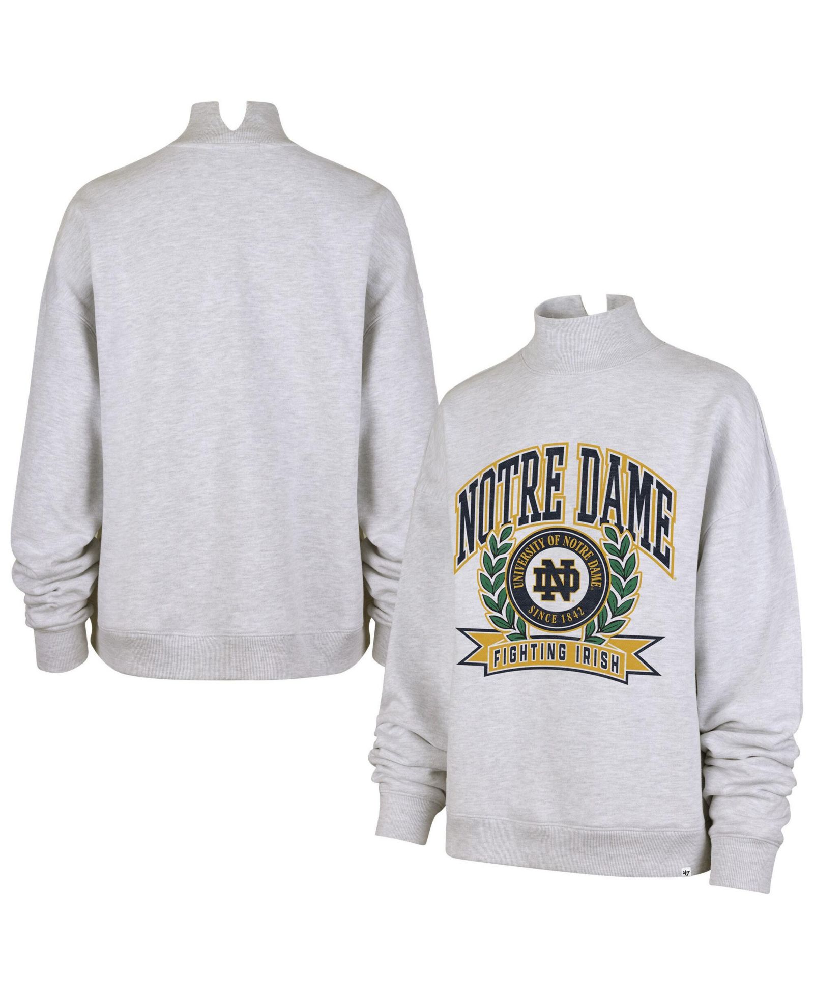 Женское свитшот '47 Brand Gray Notre Dame Fighting Irish Laurel Arch Mock Neck