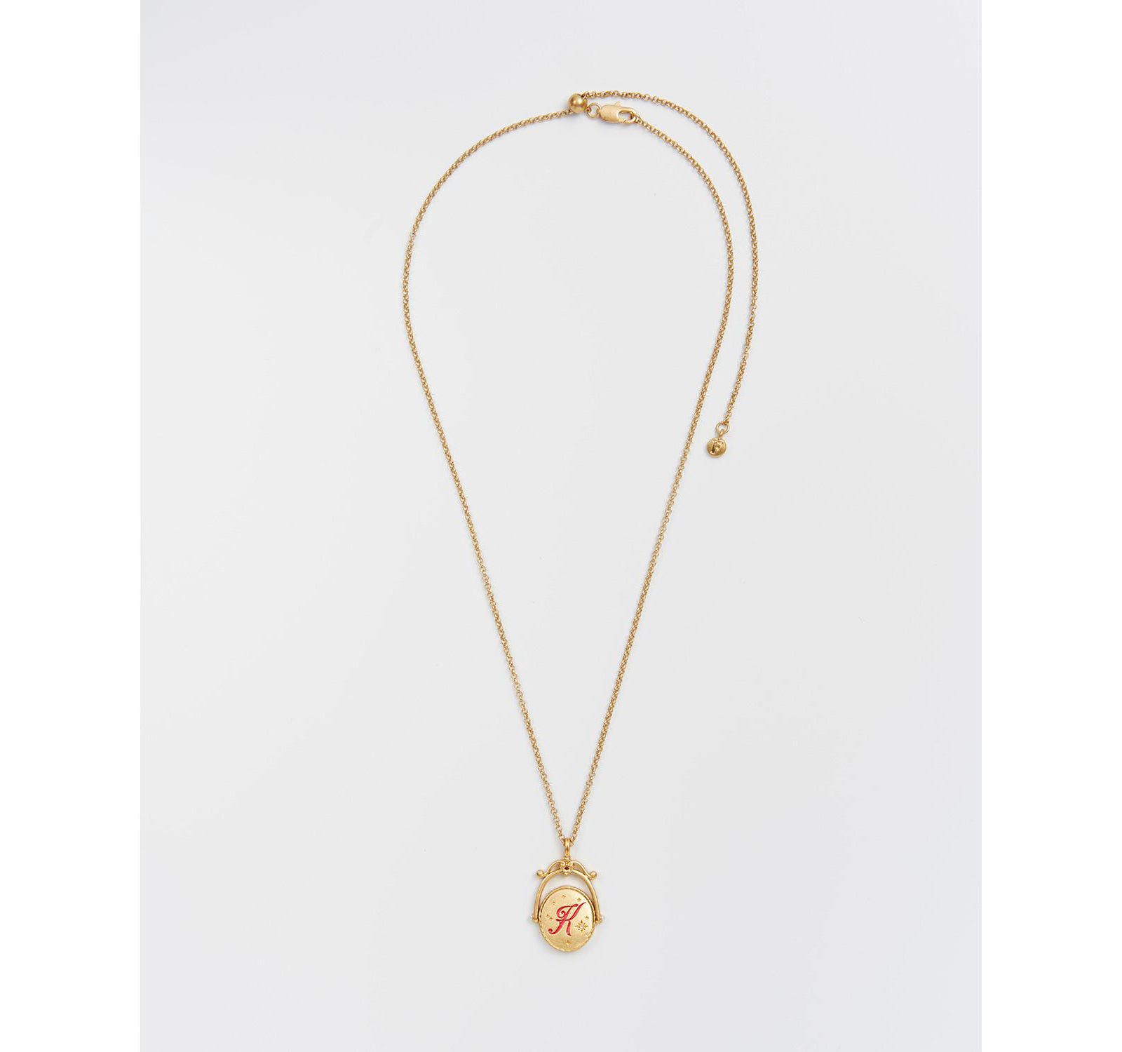 Fable England K Initial Kalmia Gold Spinner Chain Necklace