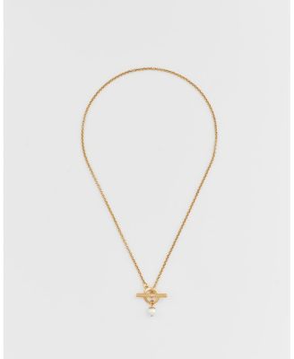 Золотая подвеска Fable England Gold Pearl Toggle Charm Necklace