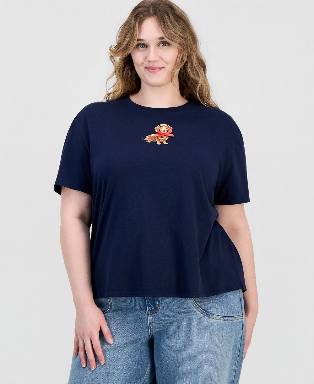 Футболка Rebellious One Plus Size Dachshund Bow Graphic