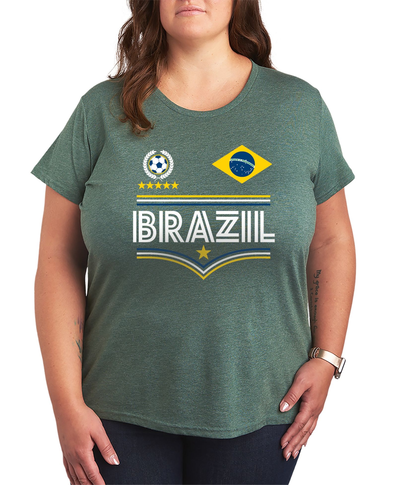 Футболка Hybrid Apparel Plus Size Brazil Soccer Jersey Graphic