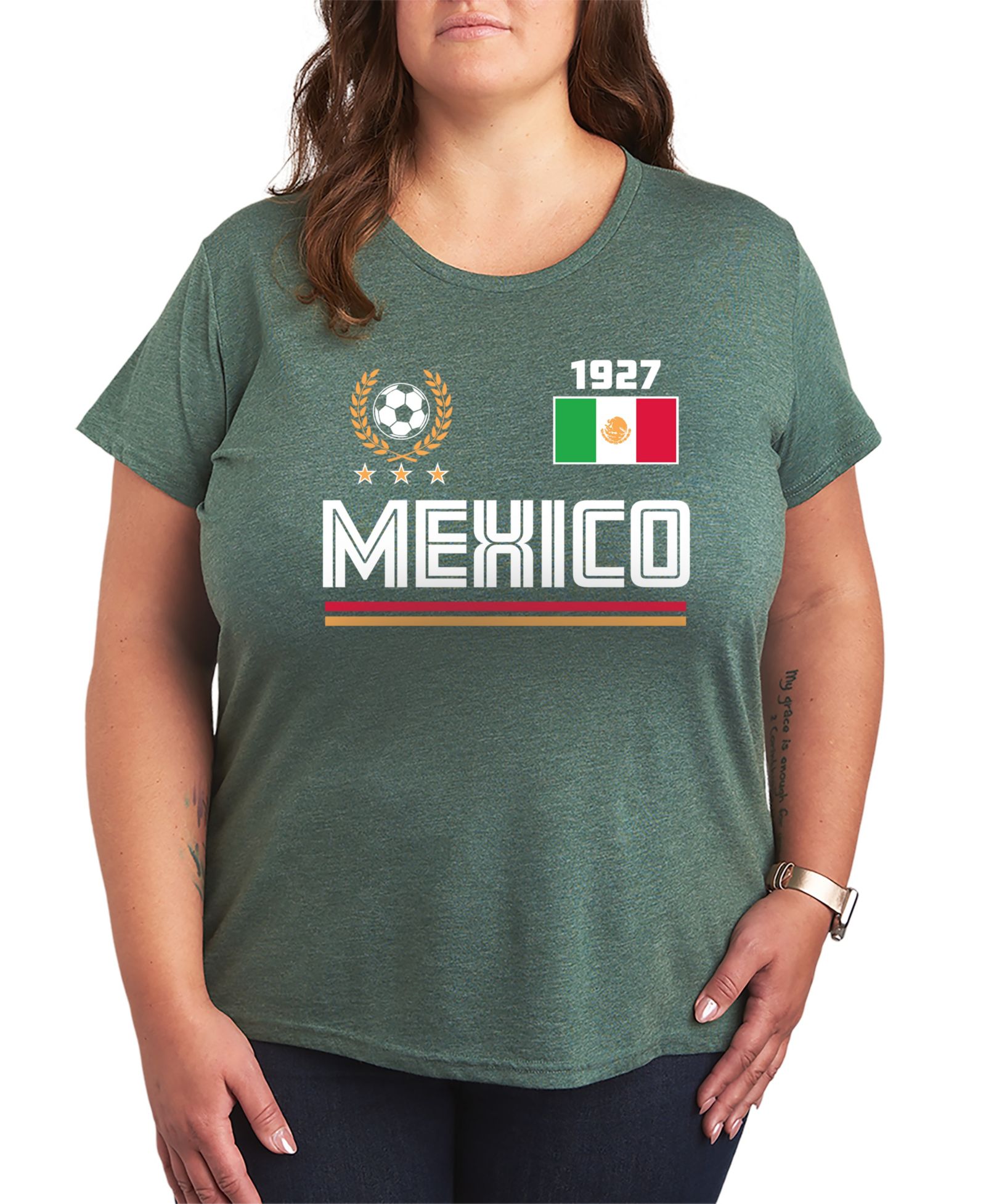 Hybrid Apparel Plus Size Mexico Soccer Jersey Graphic T-Shirt