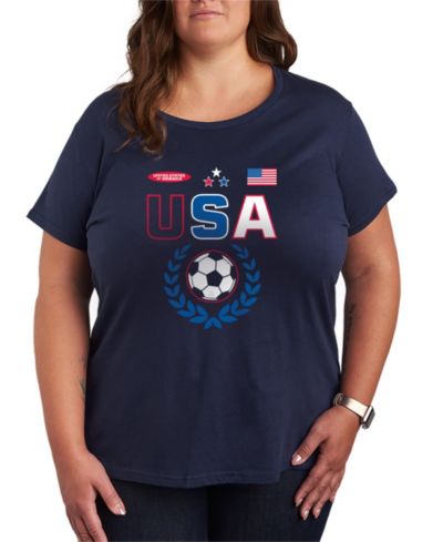 Hybrid Apparel Plus Size USA Soccer Jersey Graphic T-Shirt