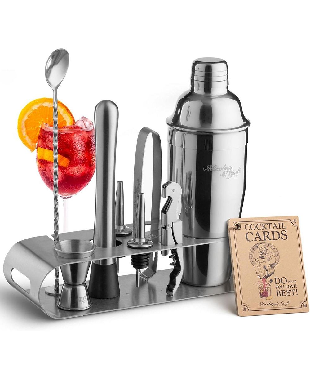 Набор бармена Zulay Kitchen 9-Piece Bar Set с металлической подставкой