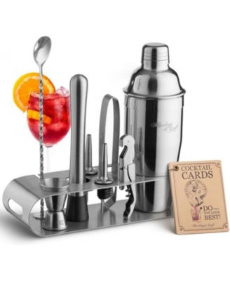 Zulay Kitchen Bartender Kit 9-Piece Bar Set Cocktail Shaker Set with Elegant Metal Stand