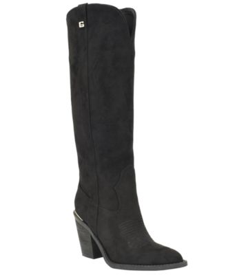 GUESS Women's Sashon Tall Wide Calf Topstitched Western Boots