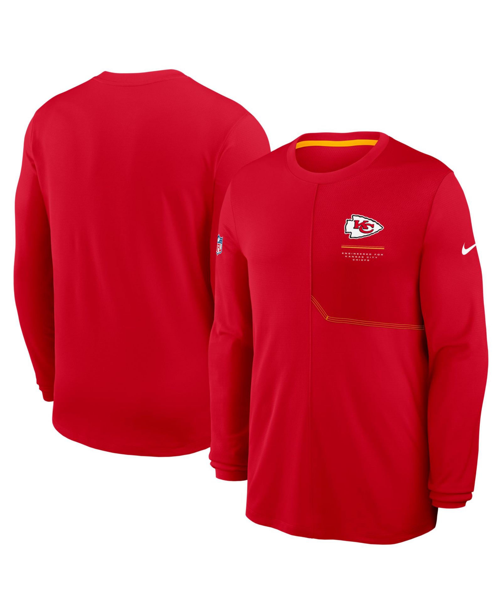 Nike Men's Red Kansas City Chiefs Sideline Coaches UV Dri-FIT Long Sleeve T-Shirt
