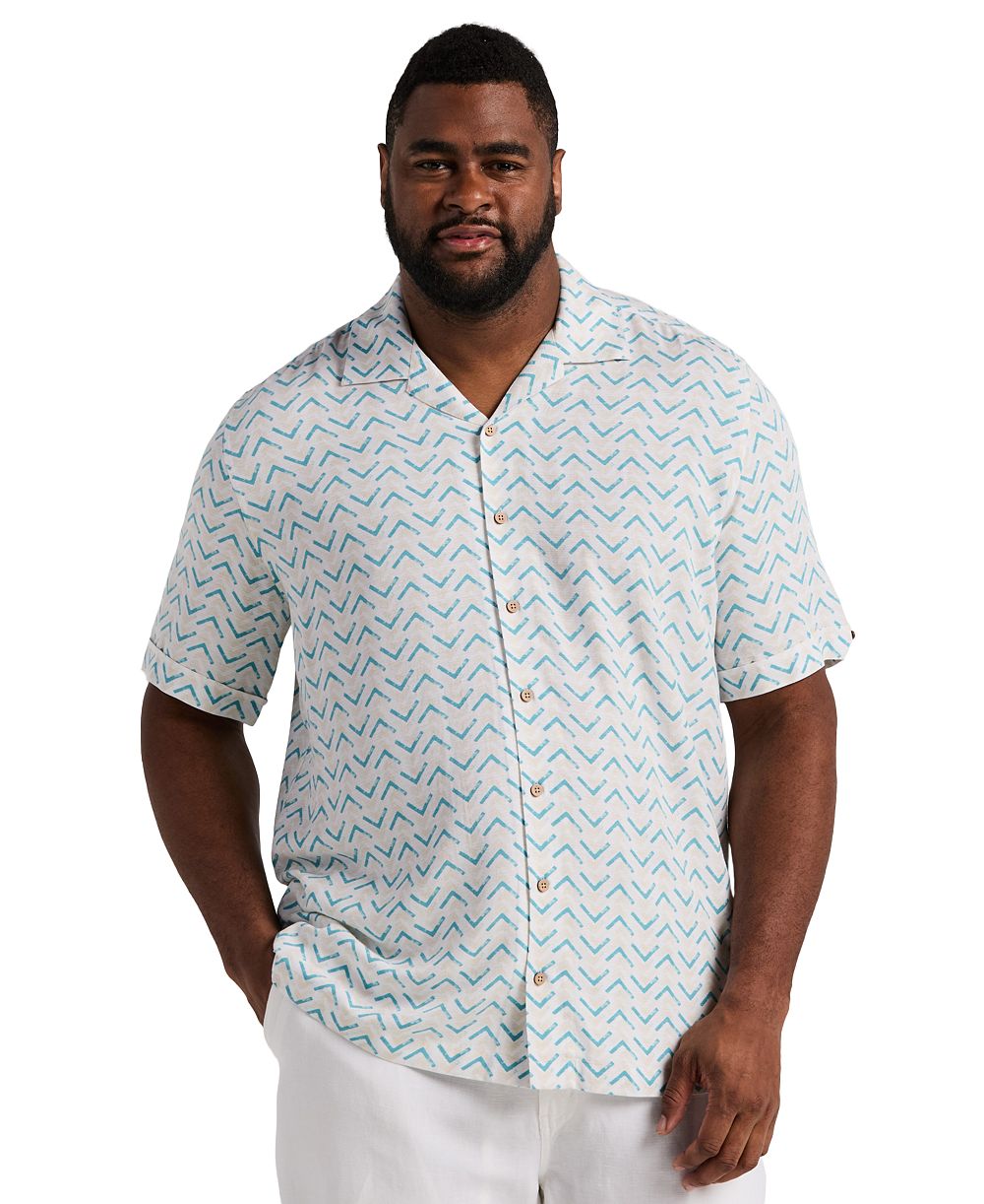Cubavera Men's Big & Tall Geometric Print Camp Collar Shirt