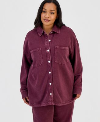 Женская джинсовая рубашка-жакет And Now This Trendy Plus Size Denim-Look Terry Shacket