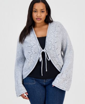 And Now This Plus Size Long-Sleeve Tie-Front Cardigan, Macy's Exclusive