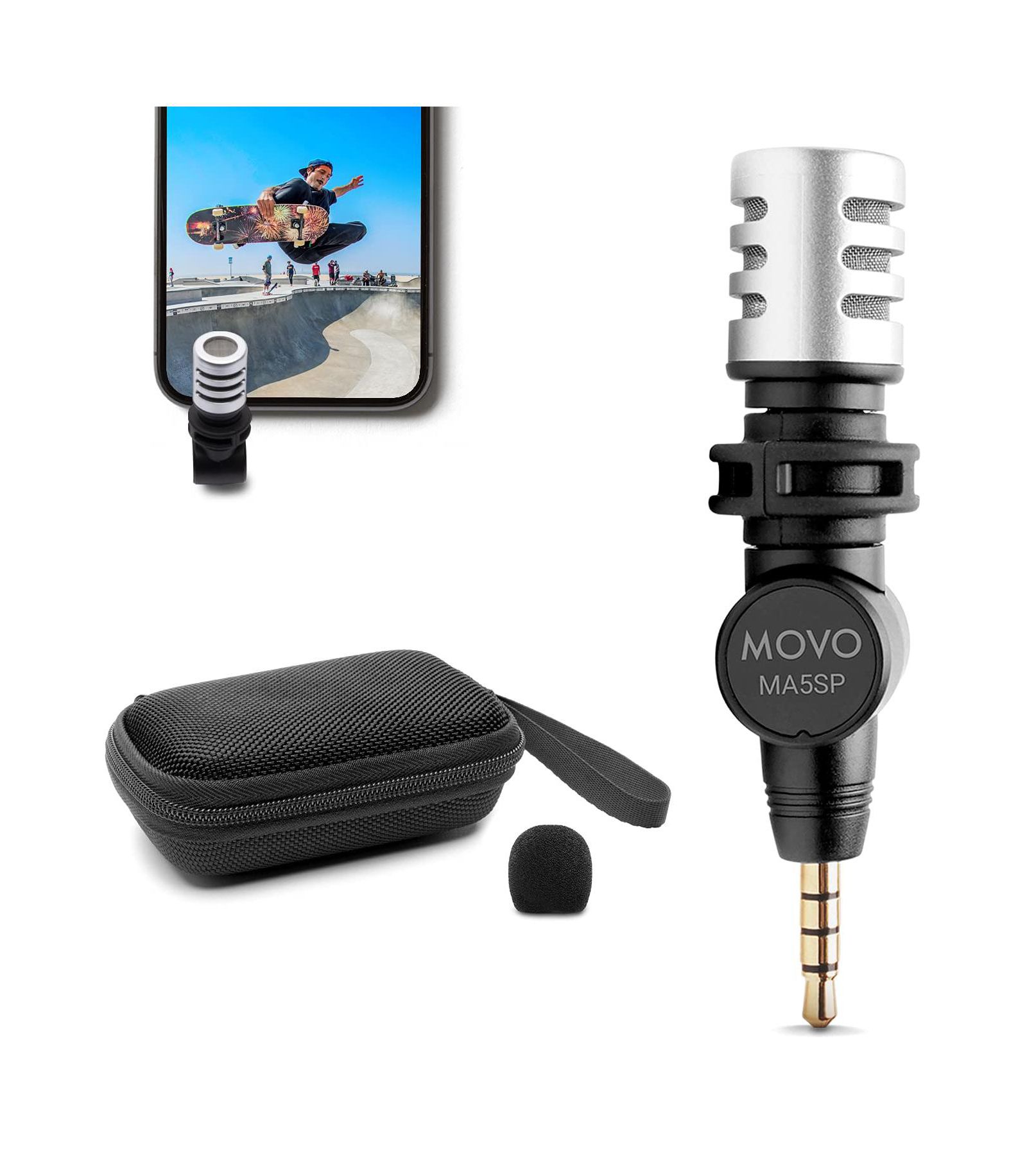 Movo MA5SP микрофон shotgun 3.5mm TRRS для iPhone или Android устройств