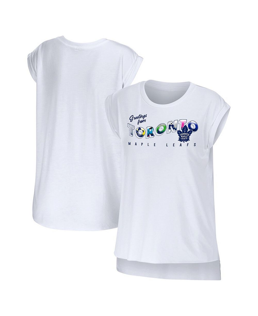 WEAR by Erin Andrews Women's White Toronto Maple Leaf Greetings From Muscle T-Shirt