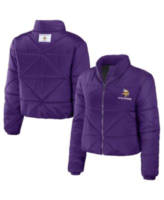 Женская укороченная куртка WEAR by Erin Andrews Minnesota Vikings Cropped Puffer Full-Zip, фиолетовая
