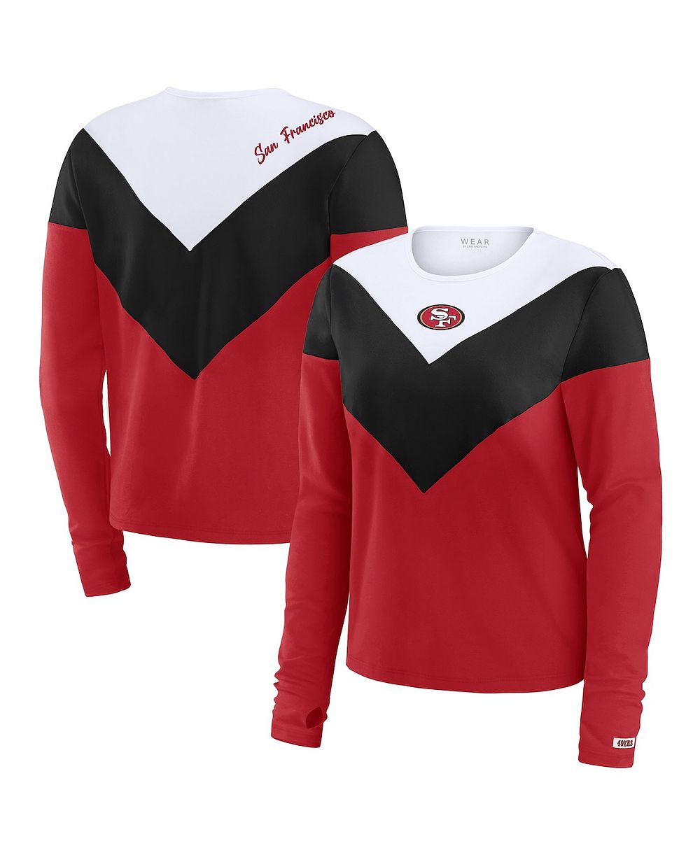 WEAR by Erin Andrews Women's Scarlet/Black San Francisco 49ers Plus Size Chevron Tri-Blend Long Sleeve T-Shirt