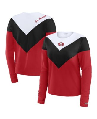 WEAR by Erin Andrews Women's Scarlet/Black San Francisco 49ers Plus Size Chevron Tri-Blend Long Sleeve T-Shirt