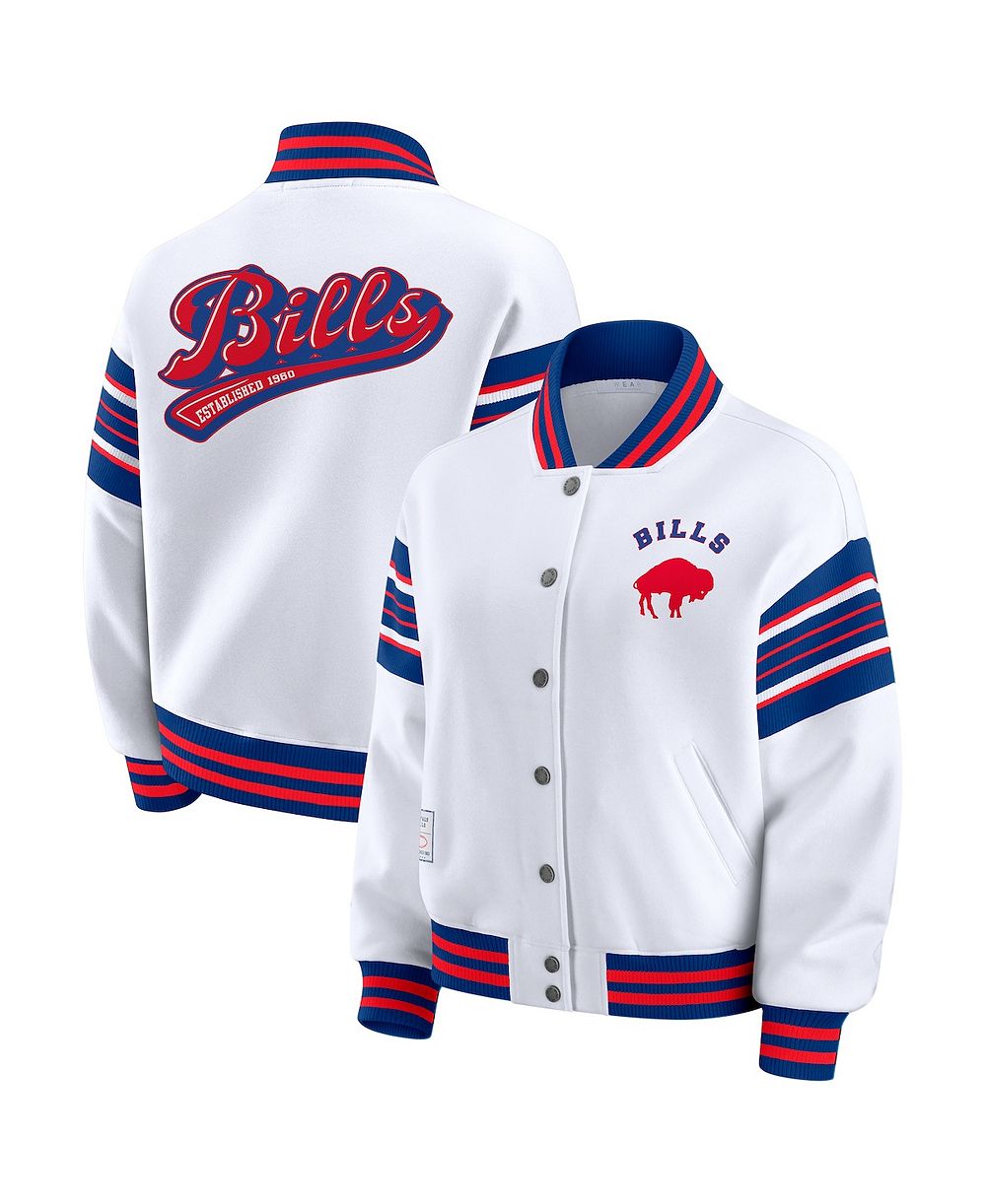 WEAR by Erin Andrews Women's White Buffalo Bills Plus Size Full-Snap Fleece Sweatshirt Jacket