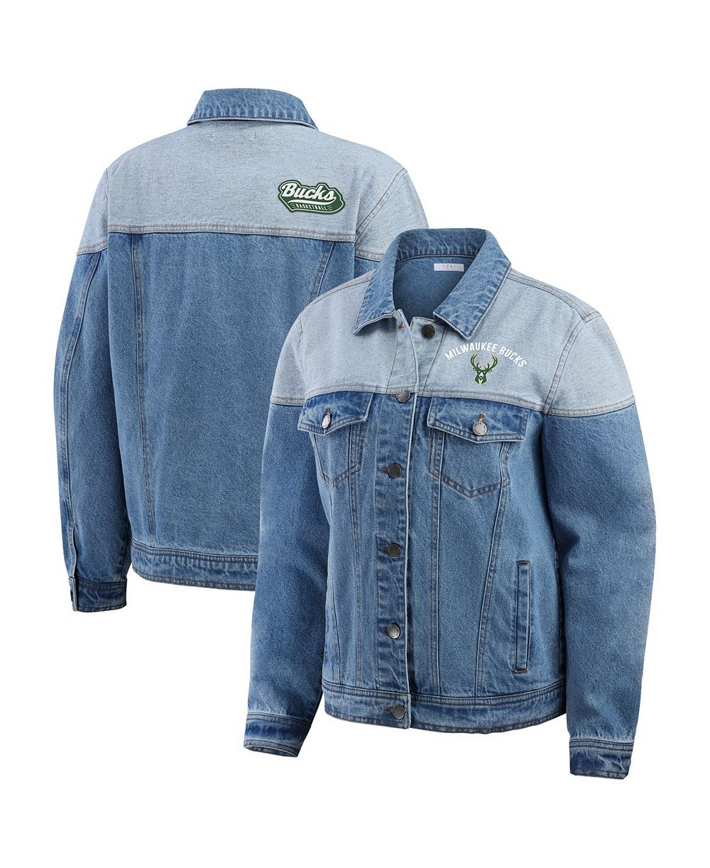 WEAR by Erin Andrews Женская джинсовая куртка Milwaukee Bucks Full-Button Blue