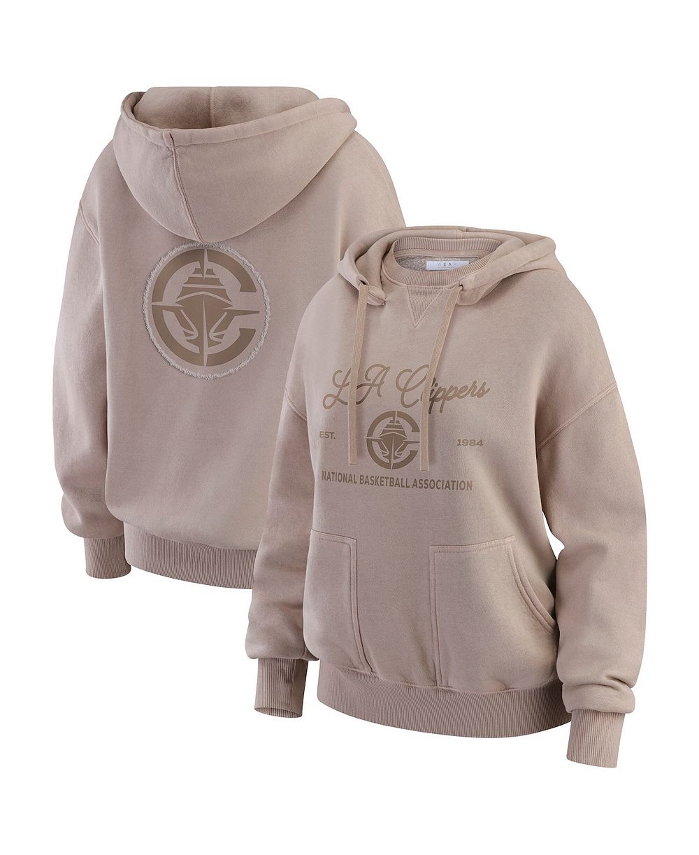 Свитшот WEAR by Erin Andrews Women's Tan LA Clippers Washed Pullover Crewdie