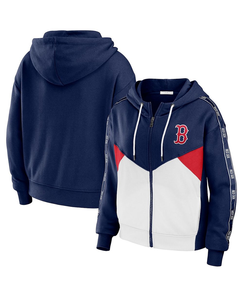 Женский худи WEAR by Erin Andrews с полноразмерной молнией и цветовым блоком в цветах Boston Red Sox