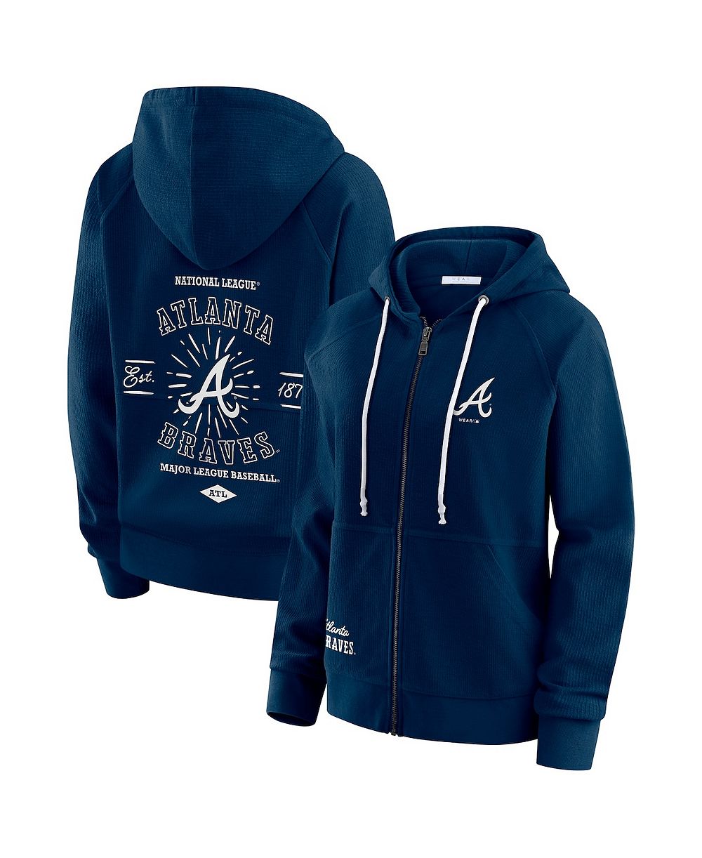Женский худи WEAR by Erin Andrews Navy Atlanta Braves Vintage Full-Zip Raglan