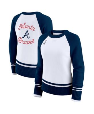 Свитер WEAR by Erin Andrews Women's White Atlanta Braves Color block Raglan