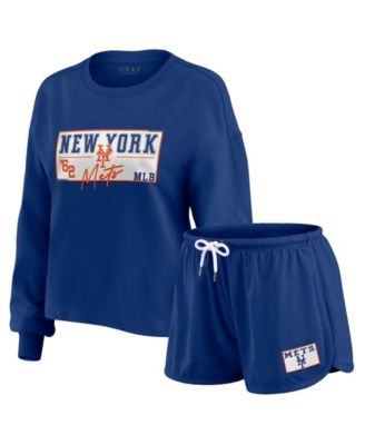 WEAR by Erin Andrews Женский комплект из 2 предметов: укороченная футболка-регби и шорты Royal New York Mets