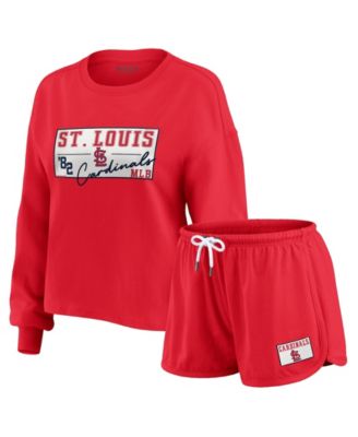 Женский комплект WEAR by Erin Andrews: кроп-топ с длинным рукавом и шорты, 2 части, красный St. Louis Cardinals