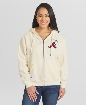 WEAR by Erin Andrews Women's Cream Atlanta Braves Full-Zip Hoodie