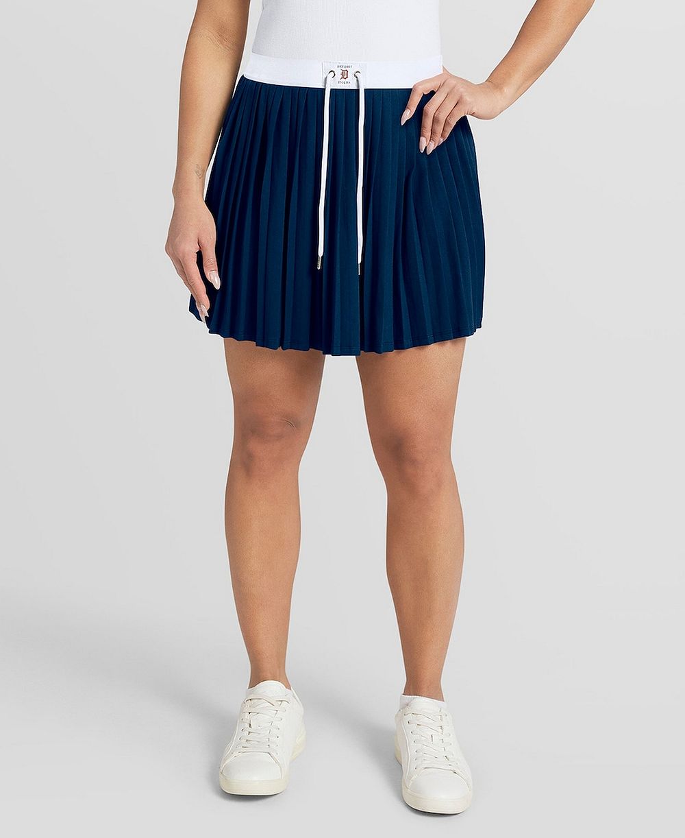 юбка-шорты WEAR by Erin Andrews Women's Detroit Tigers плиссированная, темно-синего цвета