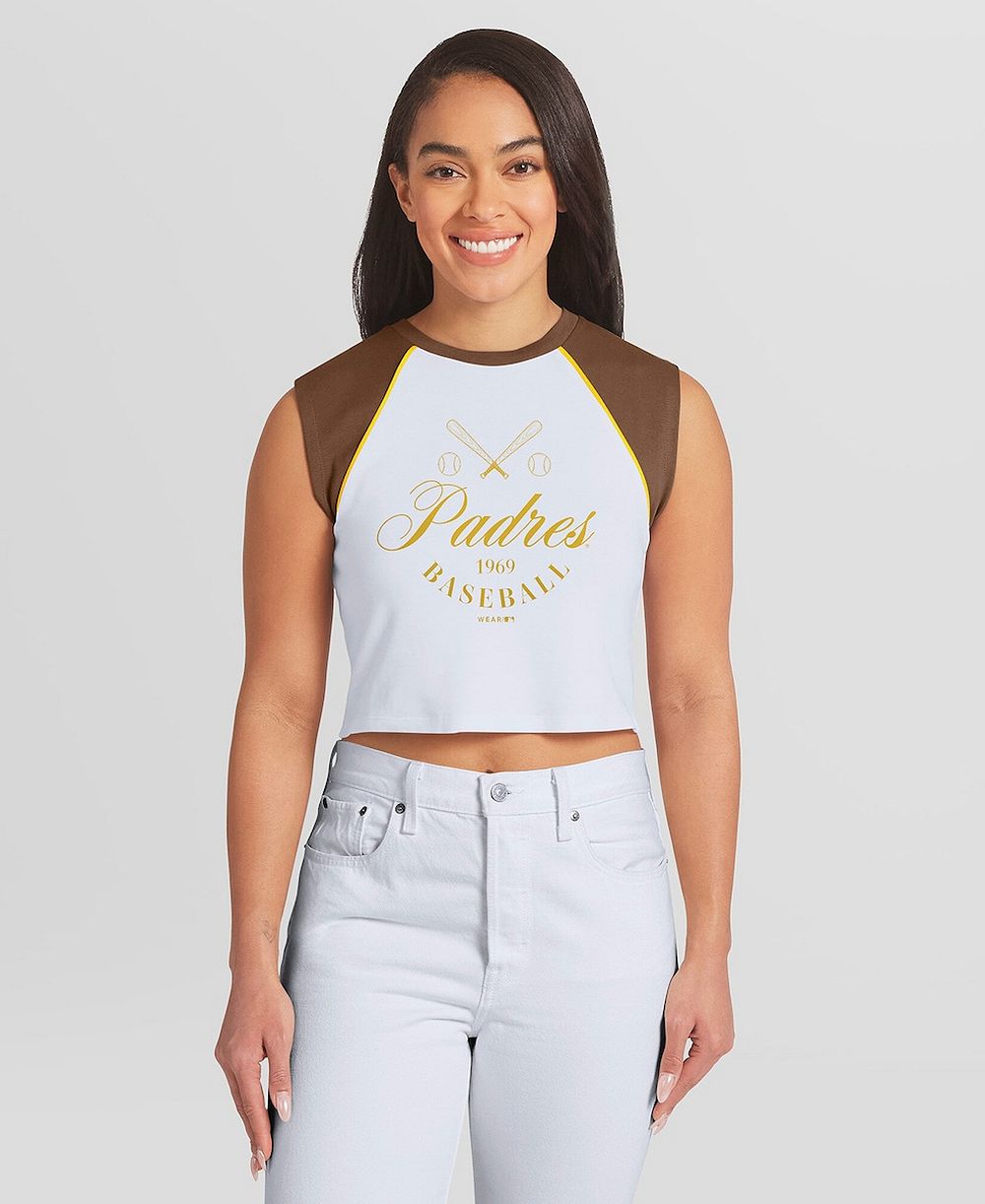 Женский укороченный раглан WEAR by Erin Andrews White San Diego Padres Cooperstown
