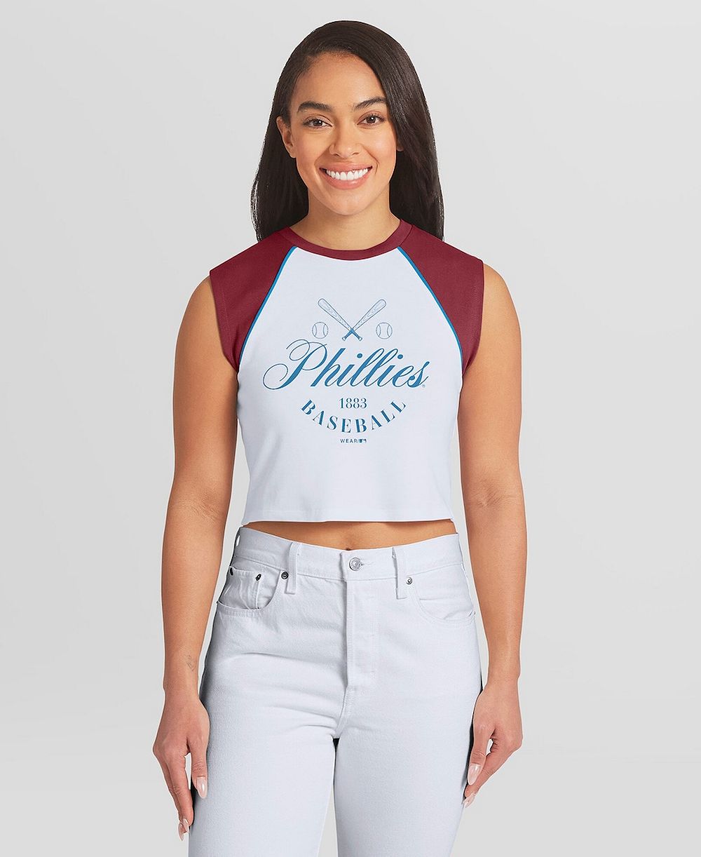 WEAR by Erin Andrews Женский кроп-топ Philadelphia Phillies White Raglan Tank Top