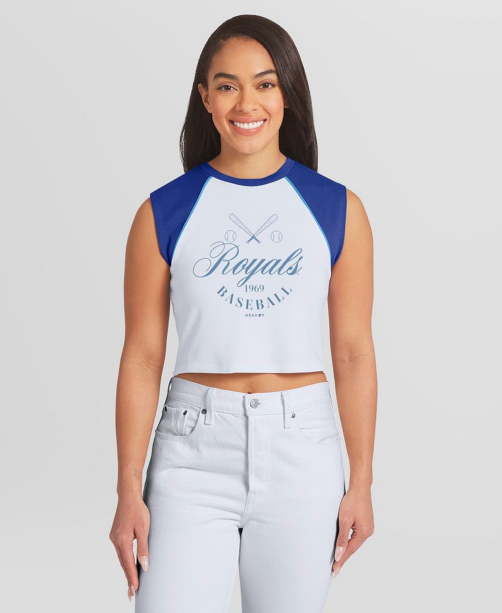 WEAR by Erin Andrews Женский белый укороченный раглан-топ Kansas City Royals Cooperstown