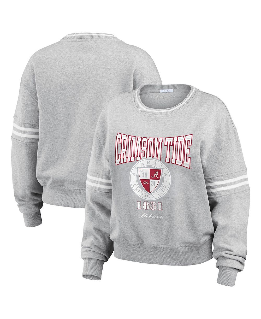 WEAR by Erin Andrews Женский свитшот Alabama Crimson Tide Classic Stripe в цвете Heather Gray