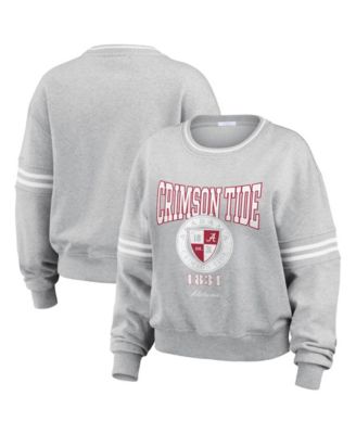 WEAR by Erin Andrews Women's Heather Gray Alabama Crimson Tide Classic Stripe Pullover Sweater