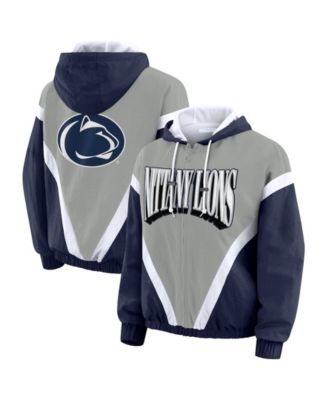 Женская ветровка-худи WEAR by Erin Andrews Penn State Nittany Lions Navy/Gray Color block Full-Zip