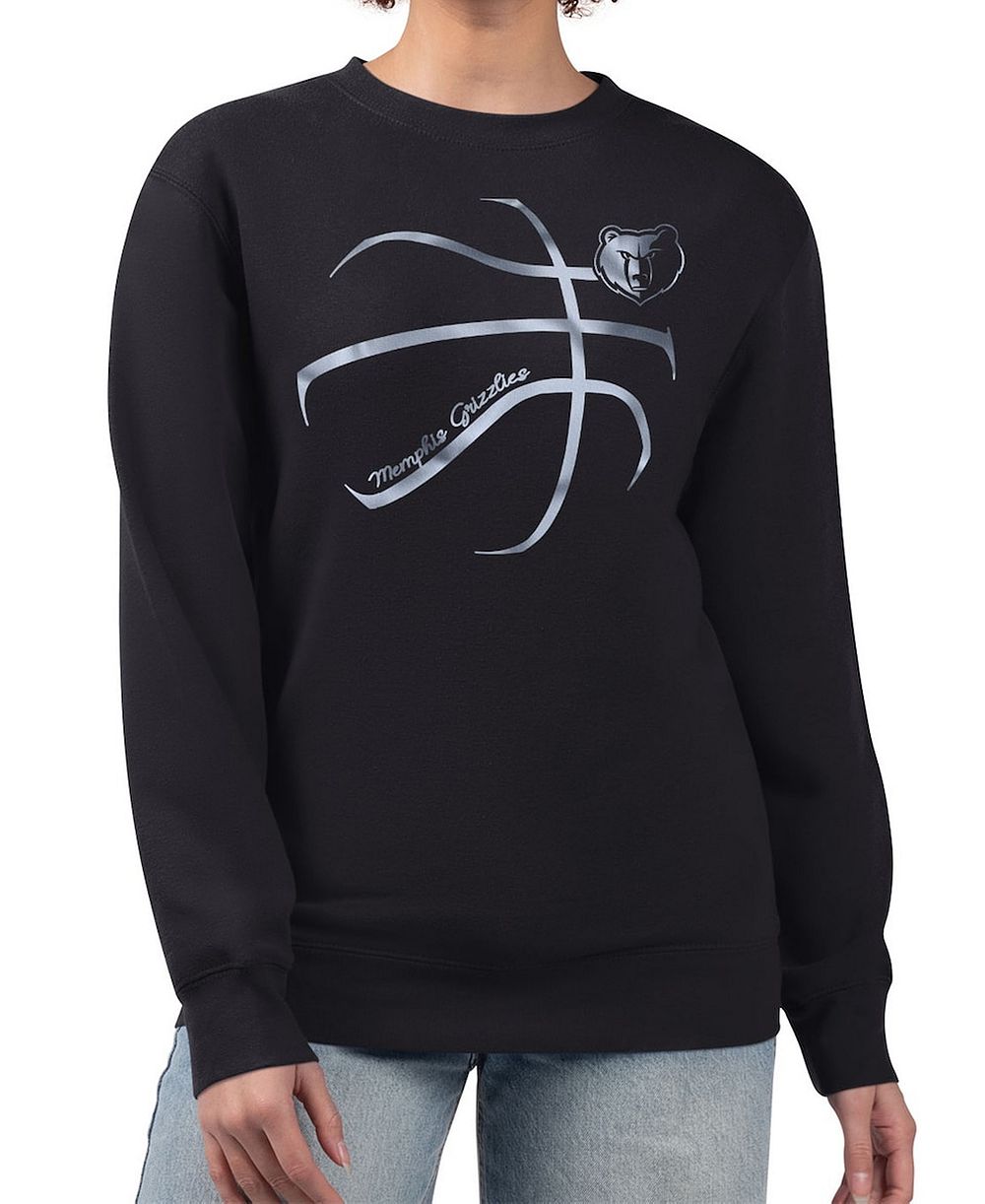 Женское худи G-III 4Her by Carl Banks Black Memphis Grizzlies Metallic Print Basketball Sketch Fleece Sweatshirt