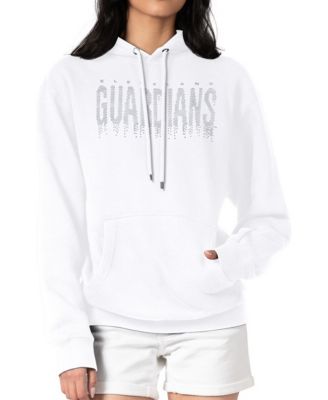 G-III 4Her by Carl Banks Women's White Cleveland Guardians Metallic Drop Fleece Hoodie