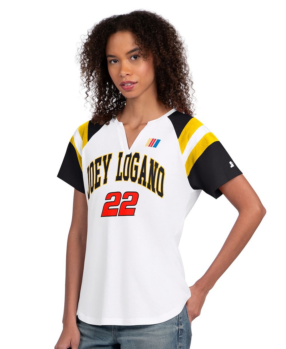 Женская футболка G-III 4Her by Carl Banks Joey Logano Game On Raglan Notch Neck, белая