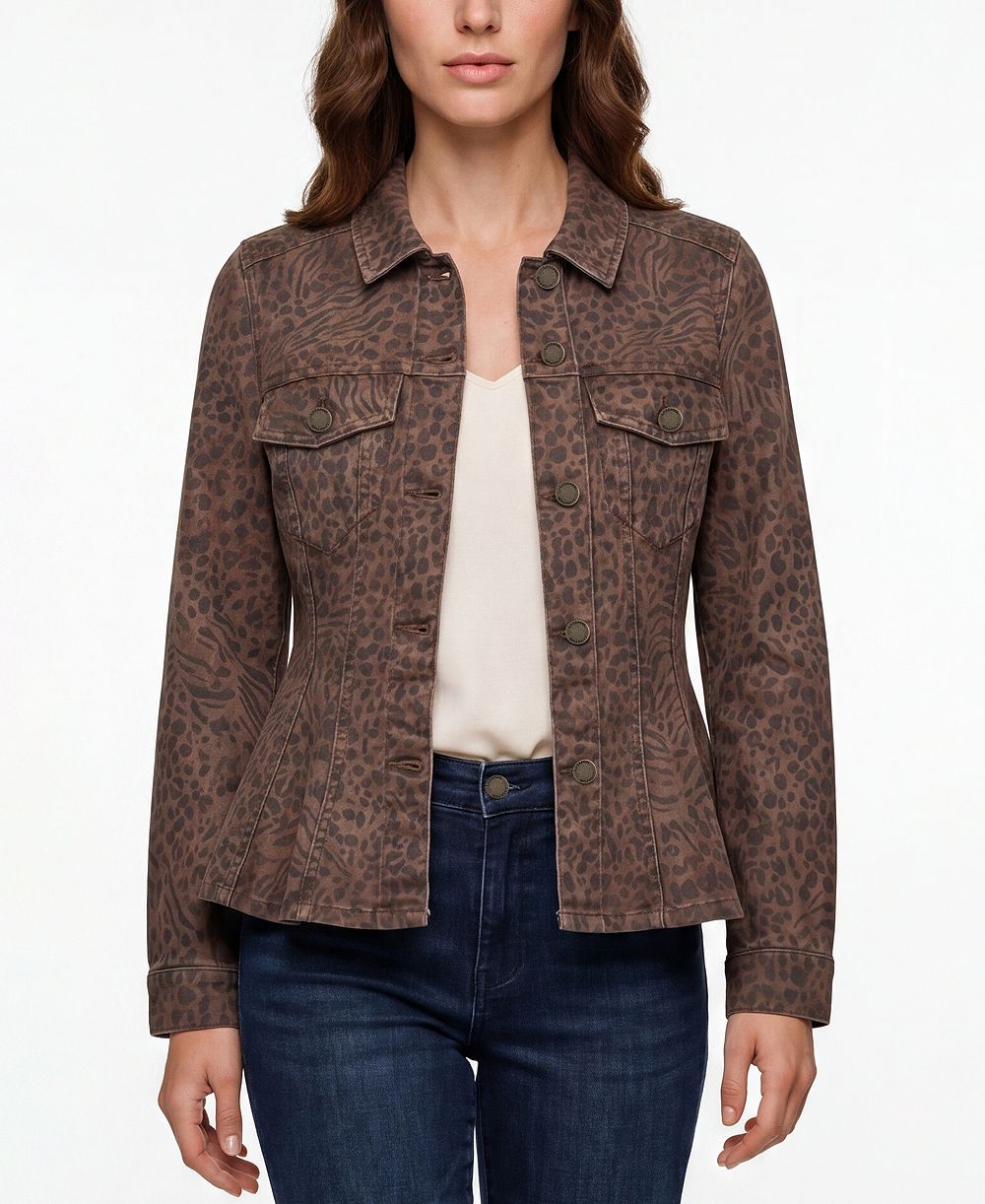 Liverpool Los Angeles Women's Button-Front Collared Trucker Jacket