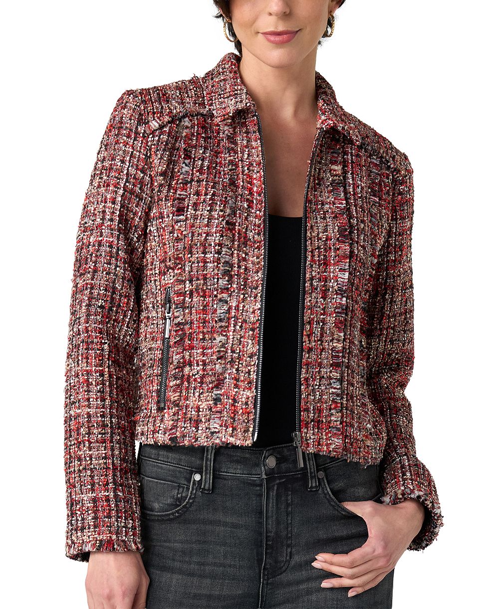 Женская Liverpool Los Angeles Tweed Fringe Zip Jacket